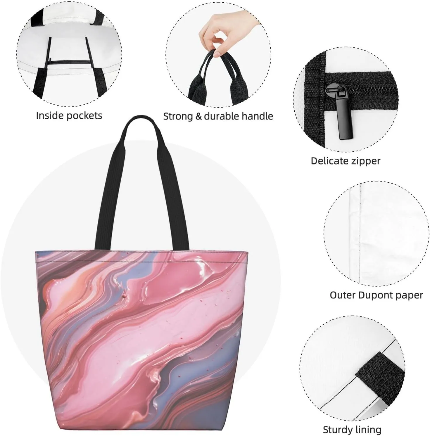 Tote Bag for Women Grocery Bag Reusable Shopping Bag Beautiful Fireworks Handbag Foldable Shoulder Bag