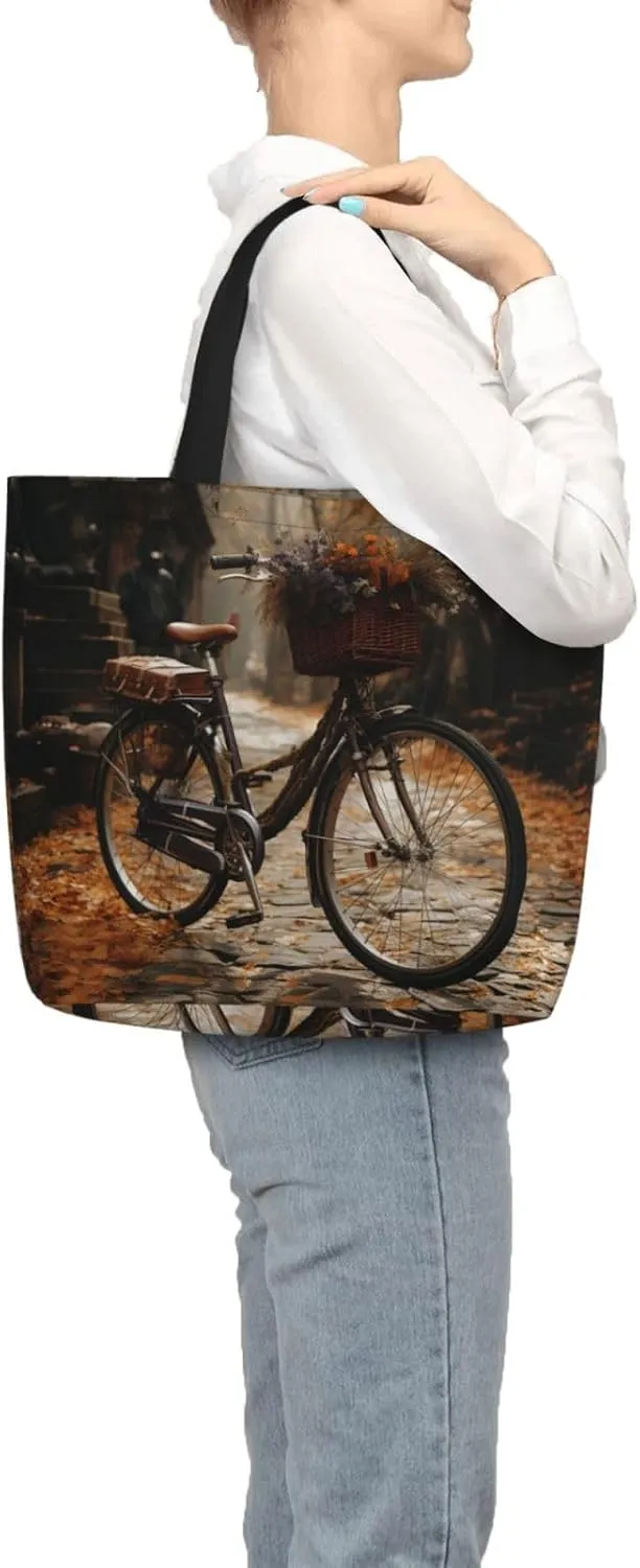 Tote Bag for Women Grocery Bag Reusable Shopping Bag Bird resting on branch Handbag Foldable Shoulder Bag
