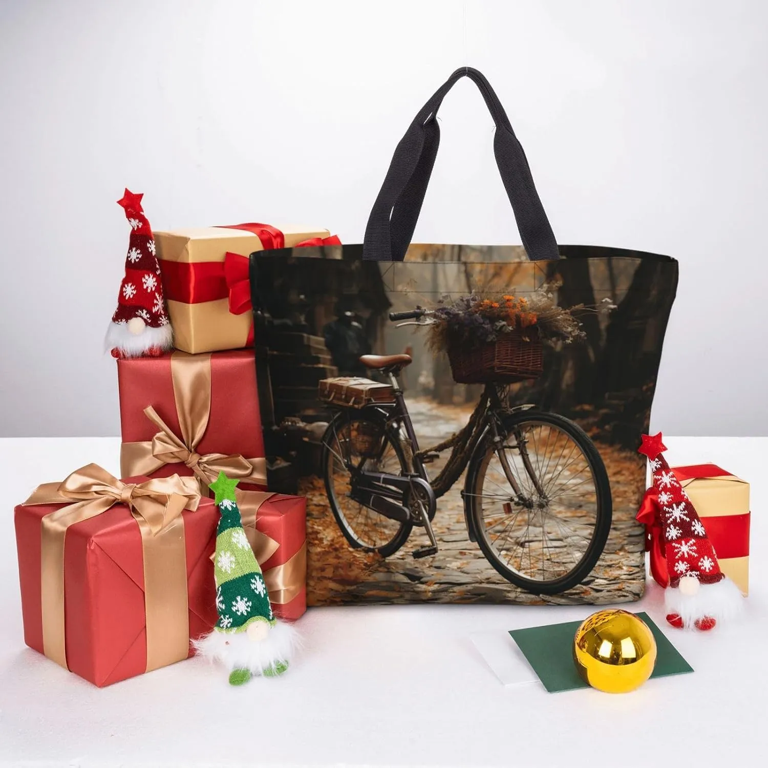 Tote Bag for Women Grocery Bag Reusable Shopping Bag Bird resting on branch Handbag Foldable Shoulder Bag