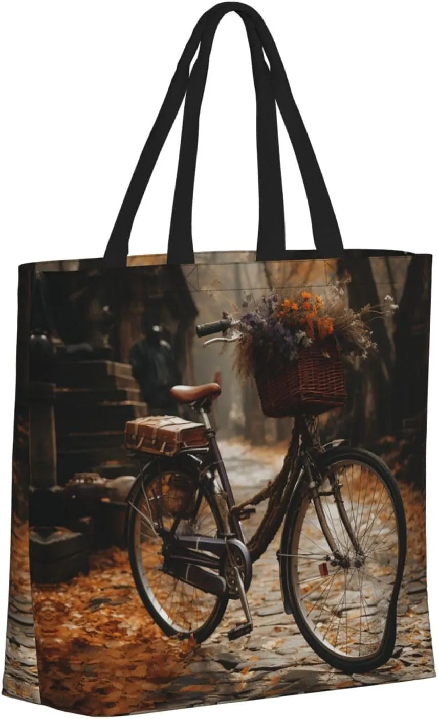 Tote Bag for Women Grocery Bag Reusable Shopping Bag Bird resting on branch Handbag Foldable Shoulder Bag
