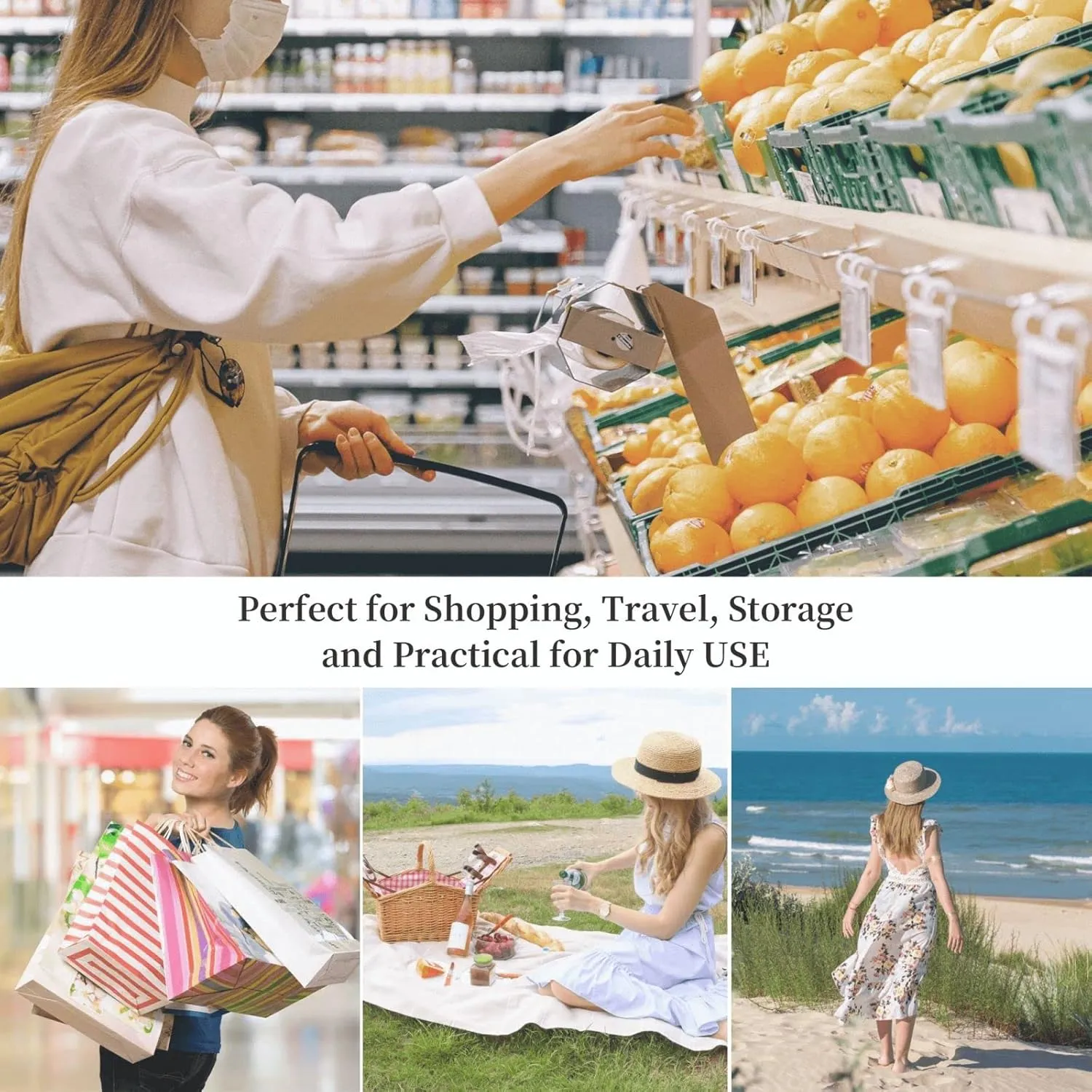 Tote Bag for Women Grocery Bag Reusable Shopping Bag Bird resting on branch Handbag Foldable Shoulder Bag