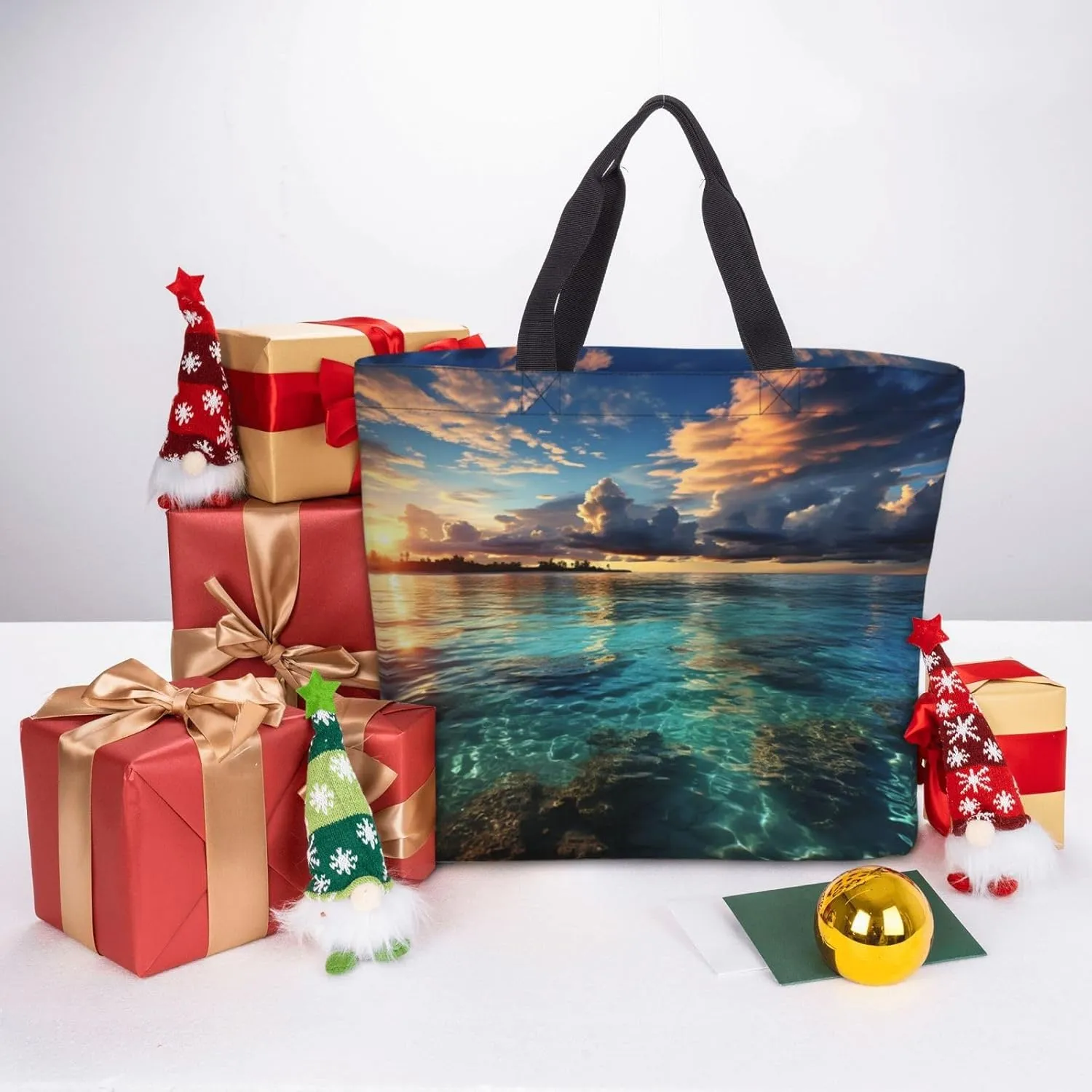 Tote Bag for Women Grocery Bag Reusable Shopping Bag Bird resting on branch Handbag Foldable Shoulder Bag