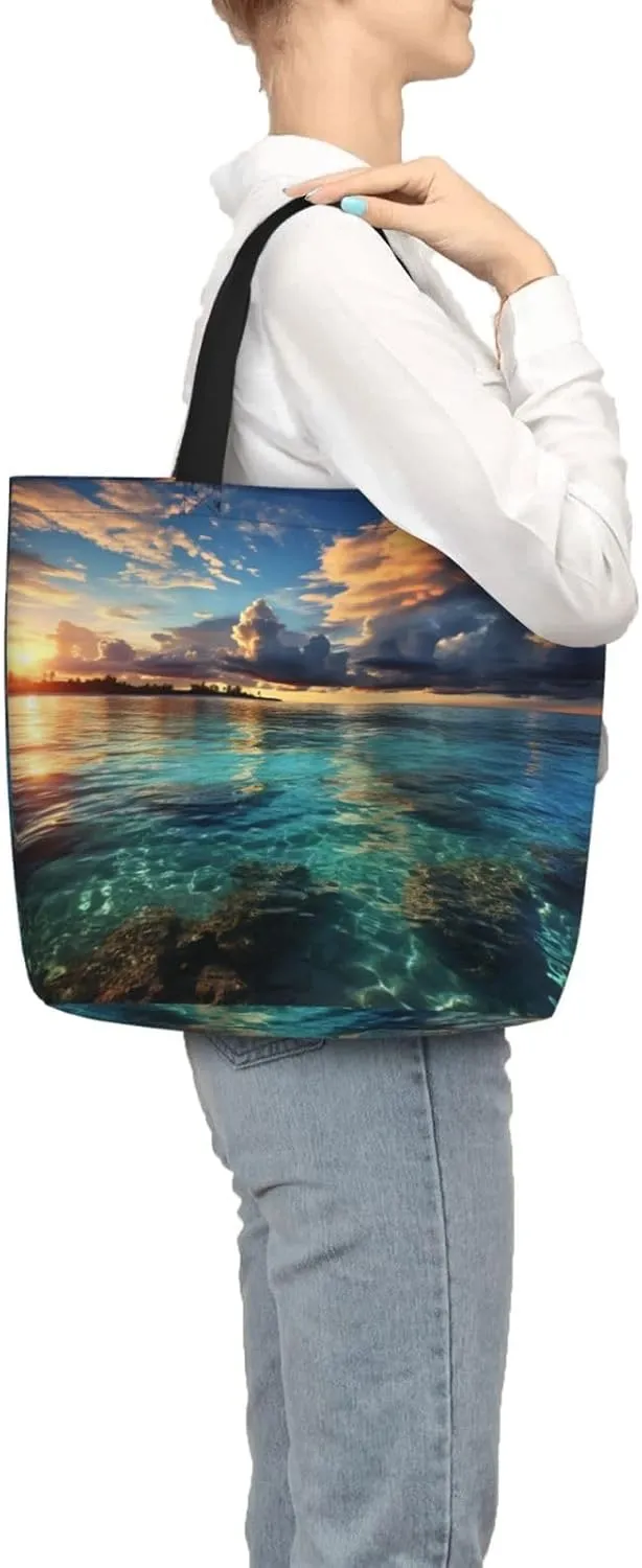 Tote Bag for Women Grocery Bag Reusable Shopping Bag Bird resting on branch Handbag Foldable Shoulder Bag