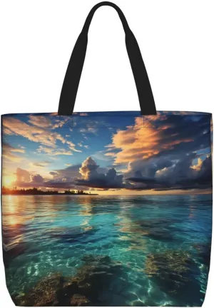 Tote Bag for Women Grocery Bag Reusable Shopping Bag Bird resting on branch Handbag Foldable Shoulder Bag