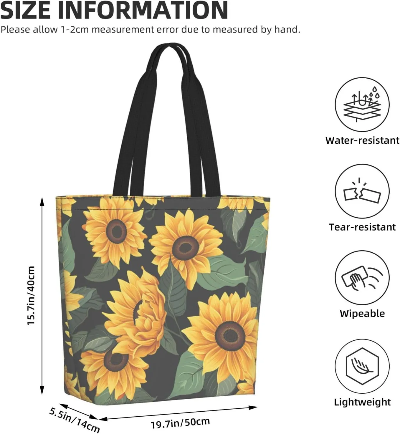 Tote Bag for Women Grocery Bag Reusable Shopping Bag black bird pattern Handbag Foldable Shoulder Bag