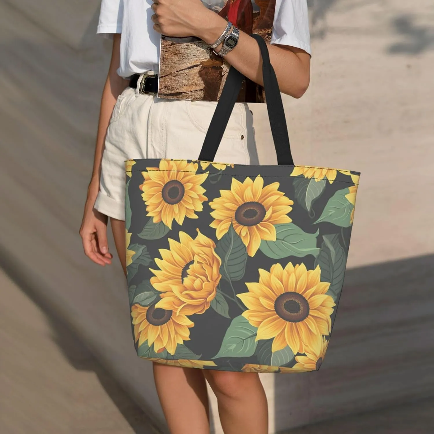 Tote Bag for Women Grocery Bag Reusable Shopping Bag black bird pattern Handbag Foldable Shoulder Bag