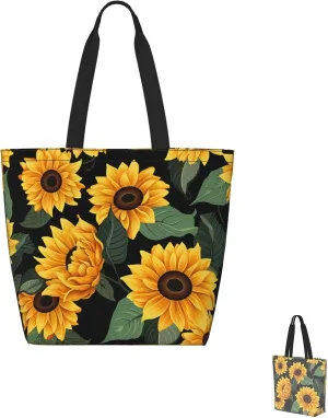 Tote Bag for Women Grocery Bag Reusable Shopping Bag black bird pattern Handbag Foldable Shoulder Bag