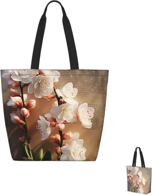 Tote Bag for Women Grocery Bag Reusable Shopping Bag Blue Ice Horse Handbag Foldable Shoulder Bag