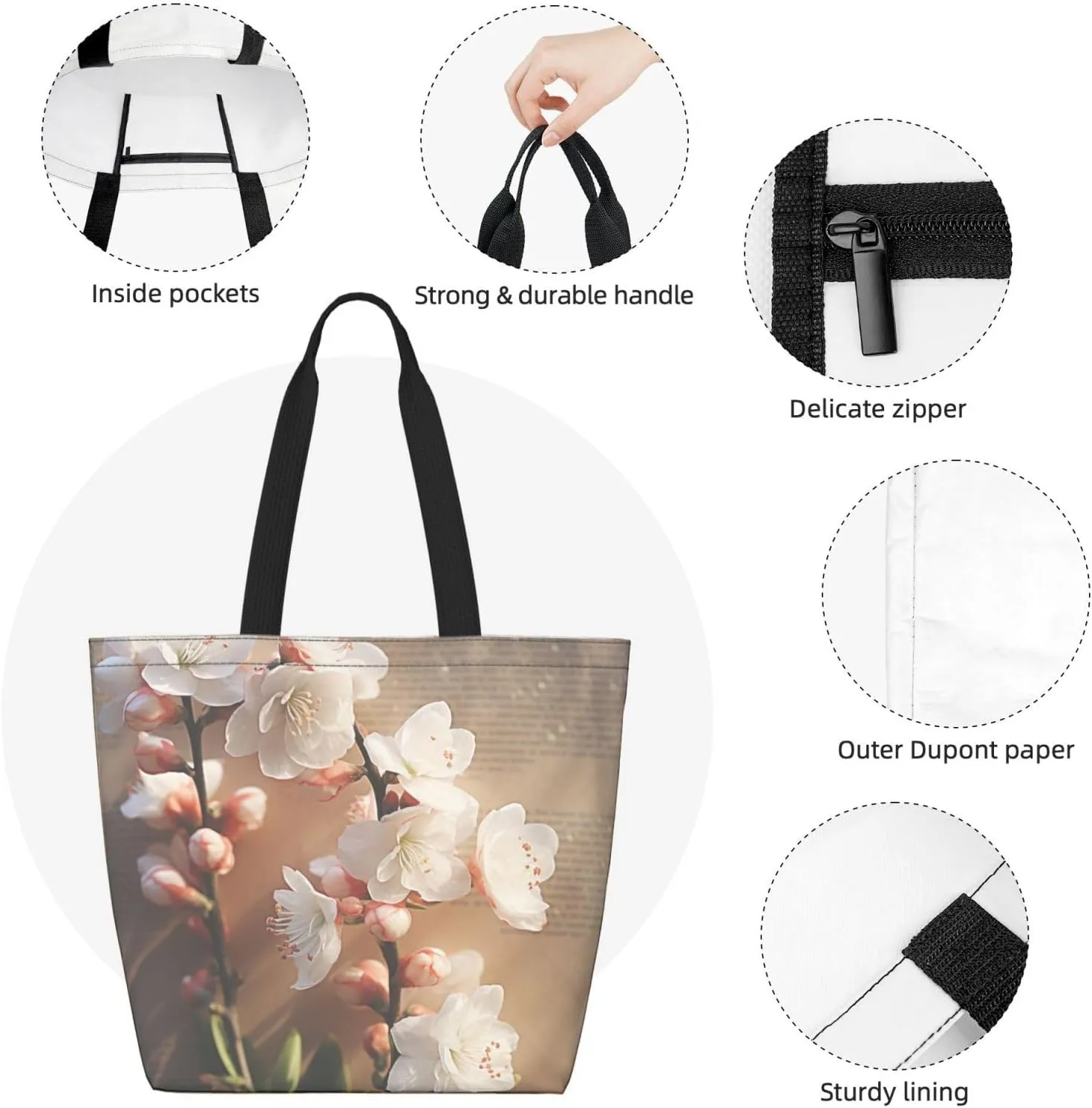 Tote Bag for Women Grocery Bag Reusable Shopping Bag Blue Ice Horse Handbag Foldable Shoulder Bag