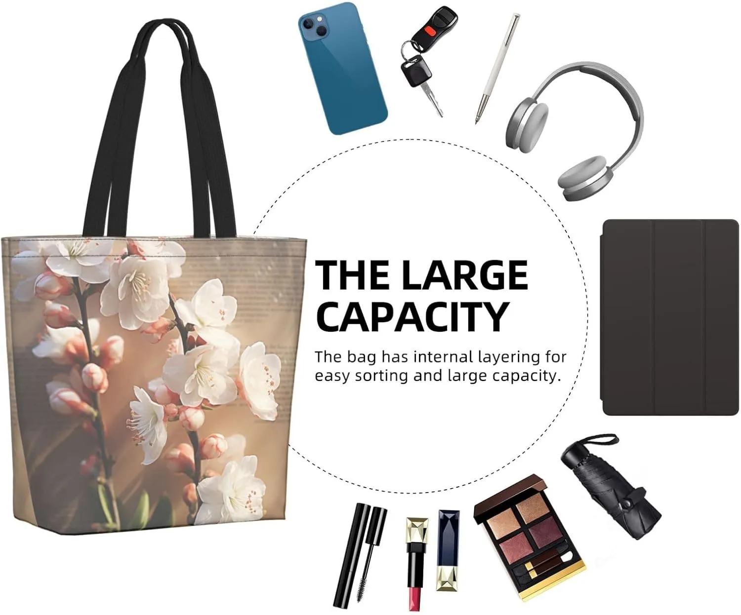 Tote Bag for Women Grocery Bag Reusable Shopping Bag Blue Ice Horse Handbag Foldable Shoulder Bag