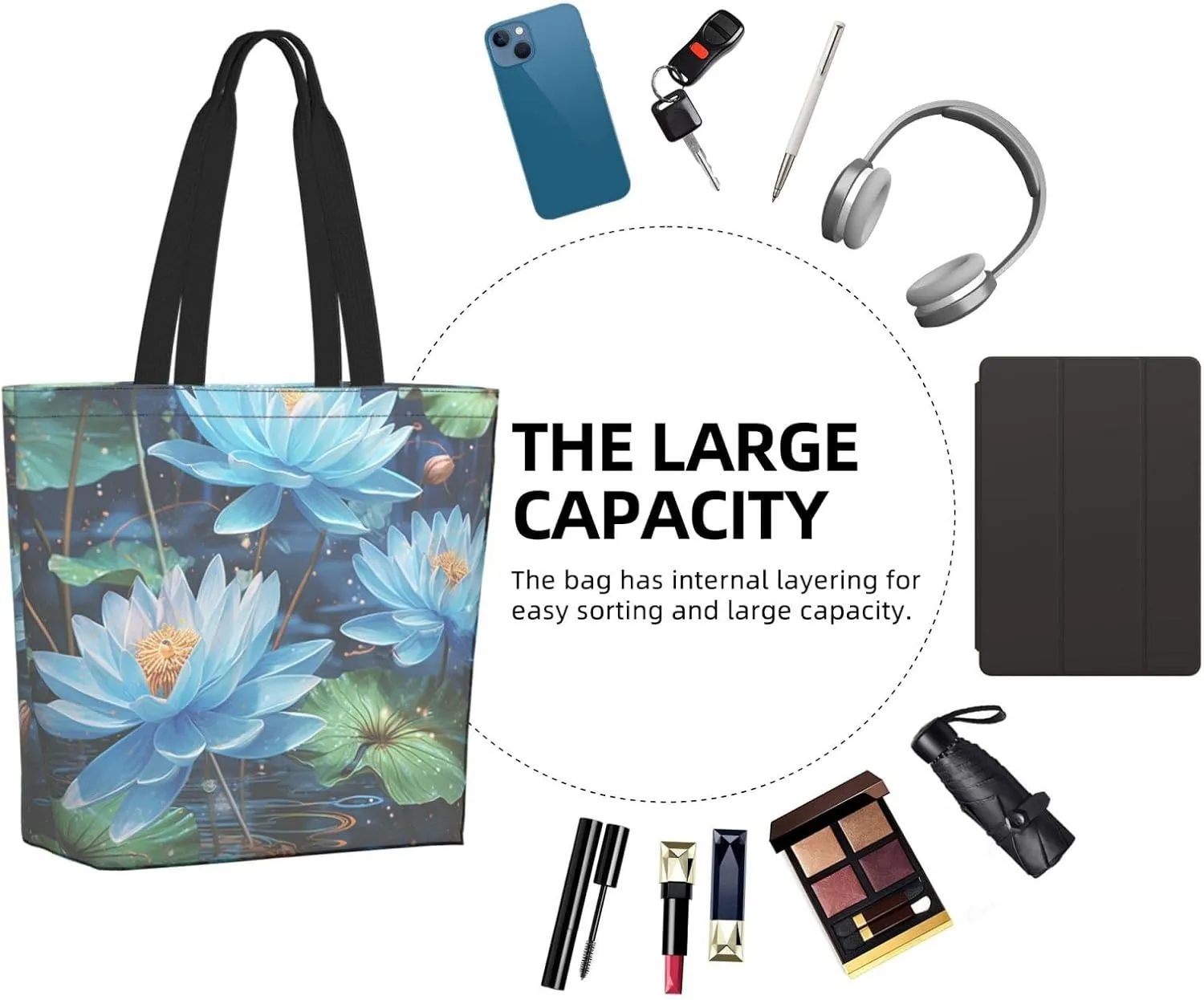 Tote Bag for Women Grocery Bag Reusable Shopping Bag Calm sky Handbag Foldable Shoulder Bag