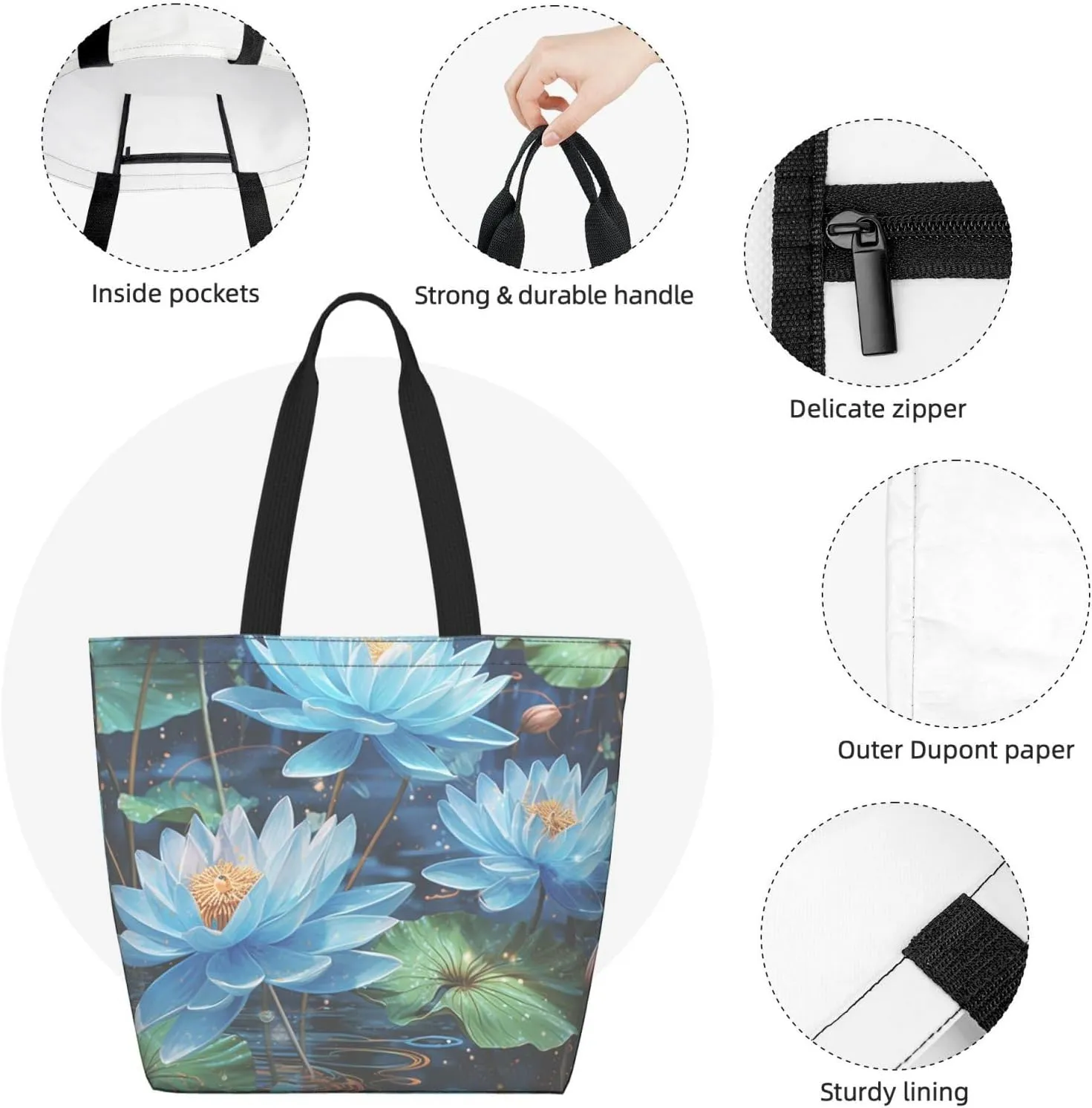 Tote Bag for Women Grocery Bag Reusable Shopping Bag Calm sky Handbag Foldable Shoulder Bag