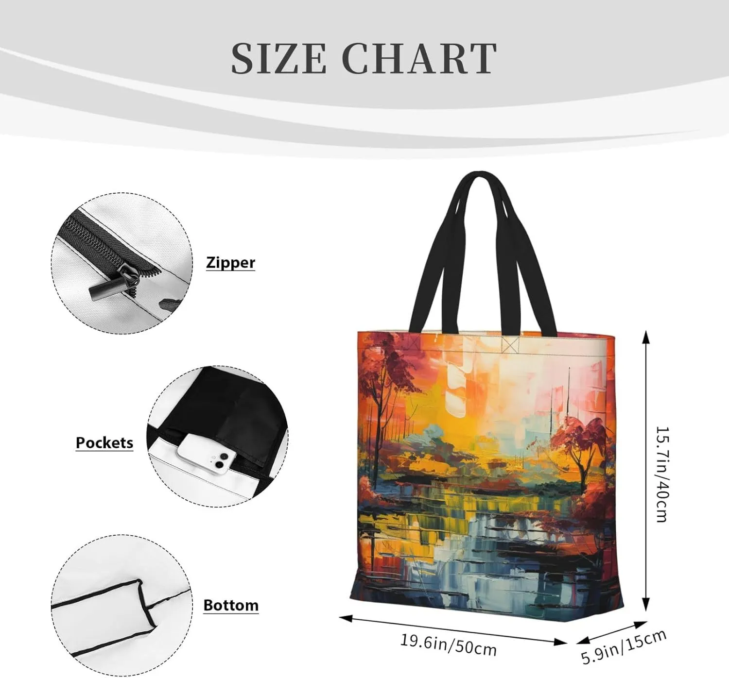 Tote Bag for Women Grocery Bag Reusable Shopping Bag Divided Sea Pathway Handbag Foldable Shoulder Bag