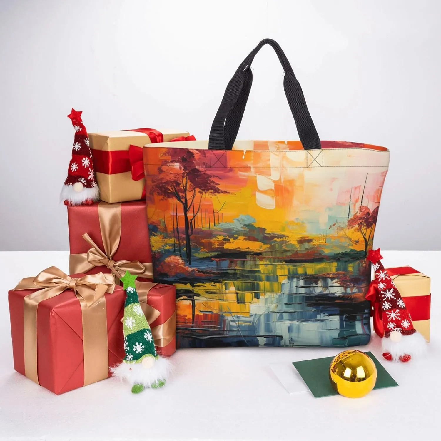 Tote Bag for Women Grocery Bag Reusable Shopping Bag Divided Sea Pathway Handbag Foldable Shoulder Bag