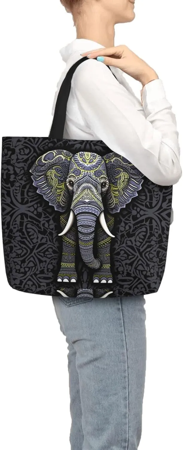 Tote Bag for Women Grocery Bag Reusable Shopping Bag Fall Foliage Pug Dog Handbag Foldable Shoulder Bag