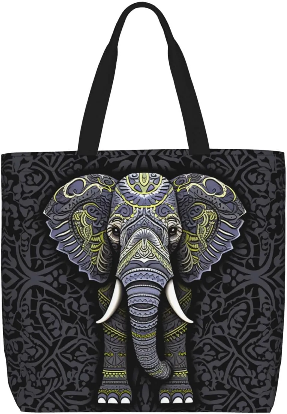 Tote Bag for Women Grocery Bag Reusable Shopping Bag Fall Foliage Pug Dog Handbag Foldable Shoulder Bag