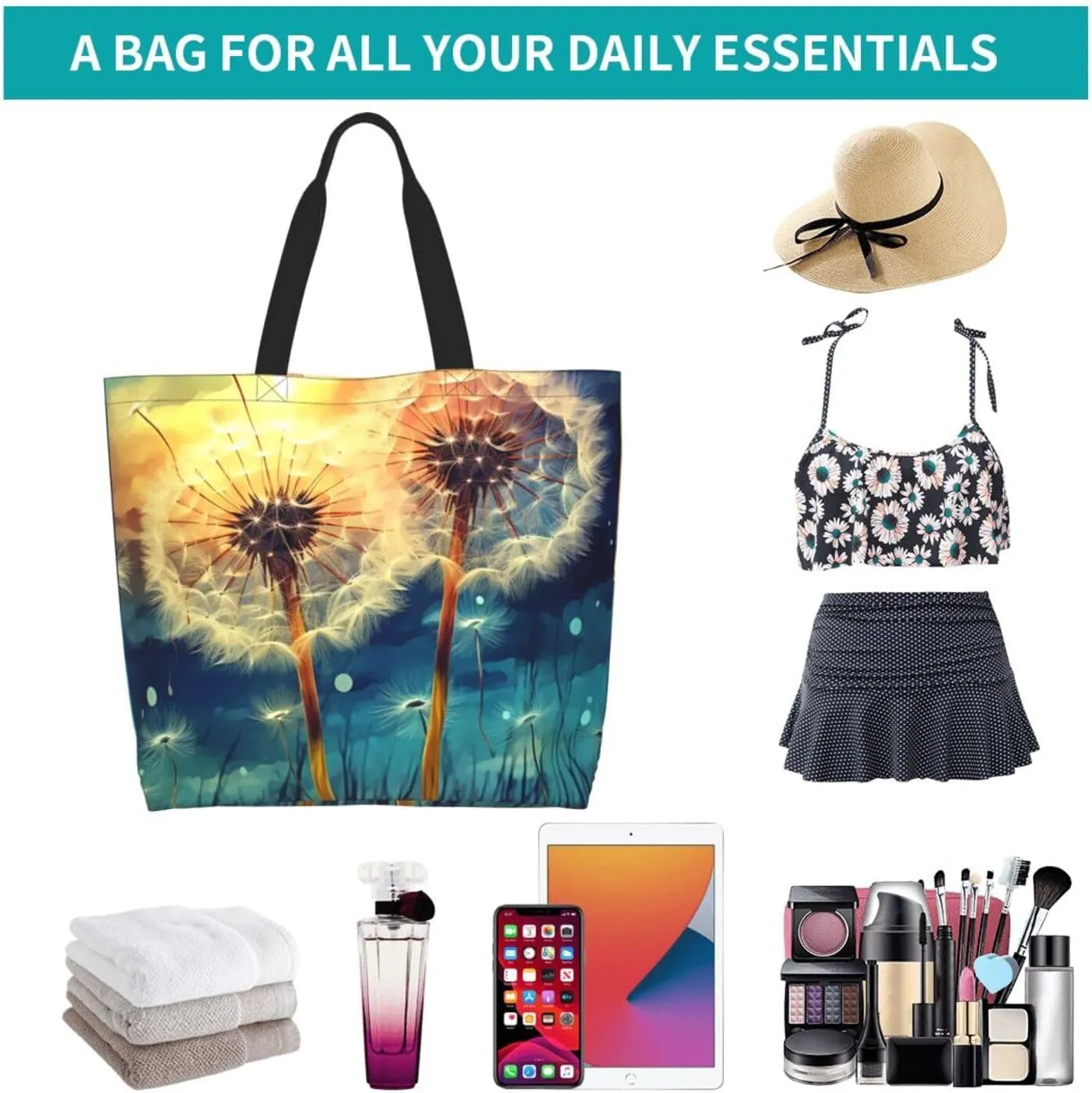 Tote Bag for Women Grocery Bag Reusable Shopping Bag Flickering Pineapple Handbag Foldable Shoulder Bag