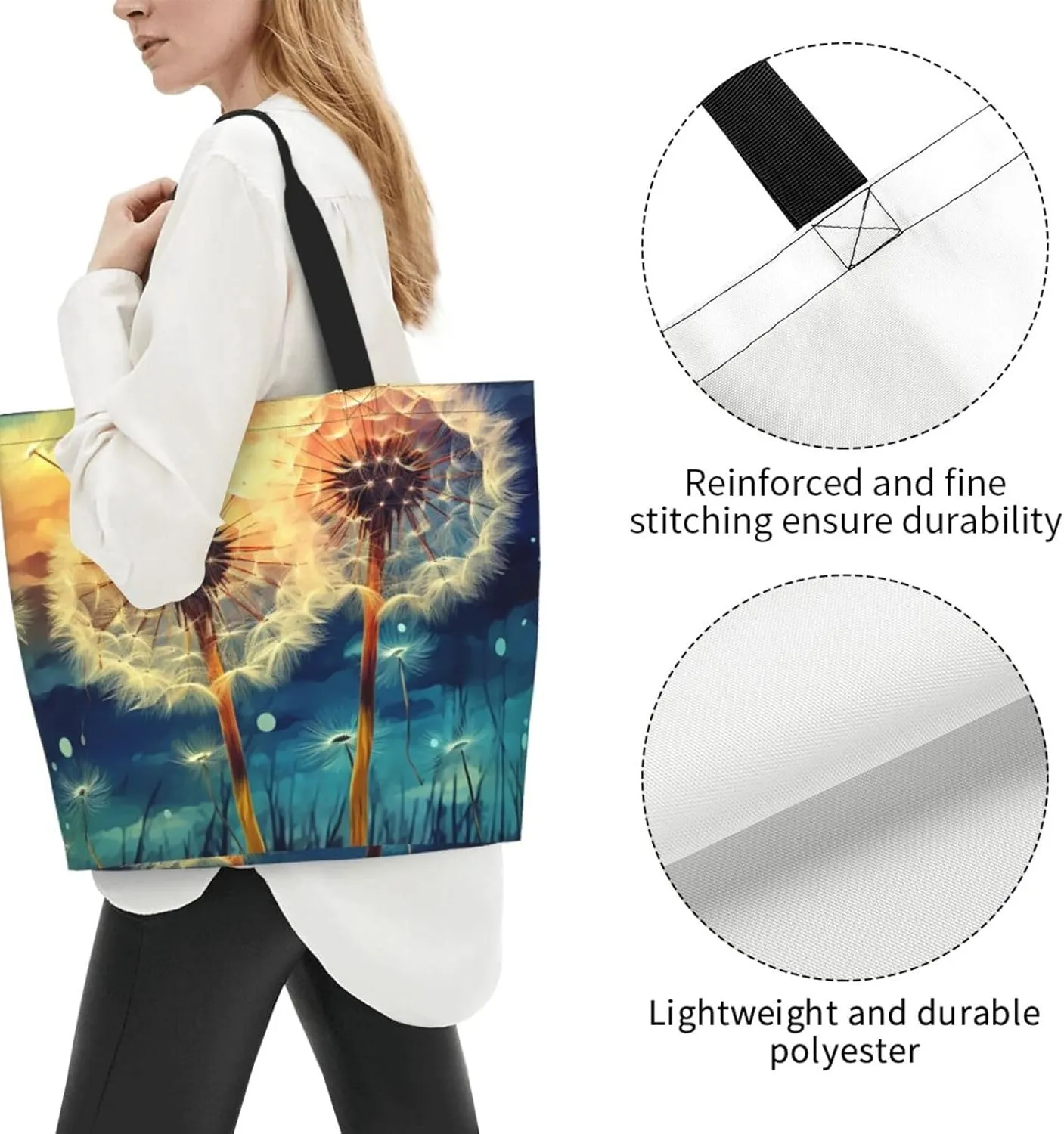 Tote Bag for Women Grocery Bag Reusable Shopping Bag Flickering Pineapple Handbag Foldable Shoulder Bag