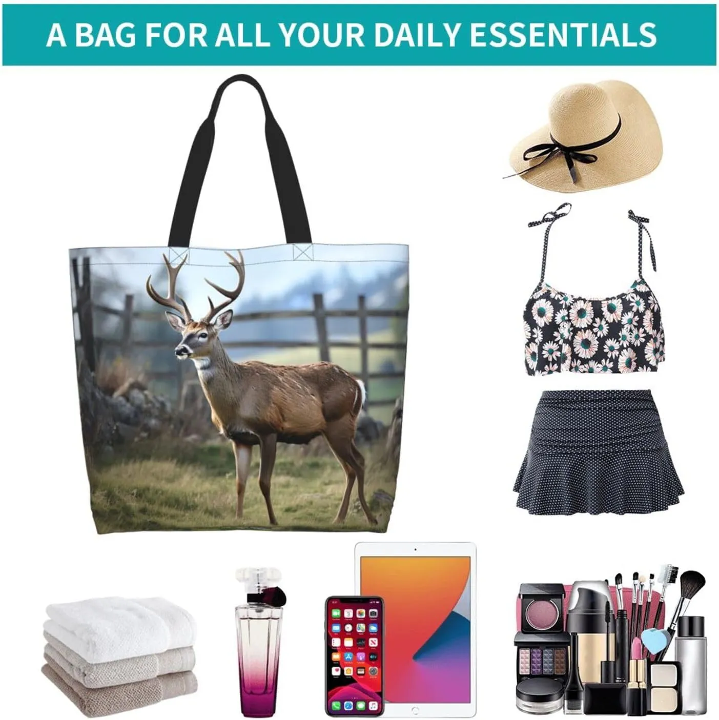 Tote Bag for Women Grocery Bag Reusable Shopping Bag Flickering Pineapple Handbag Foldable Shoulder Bag