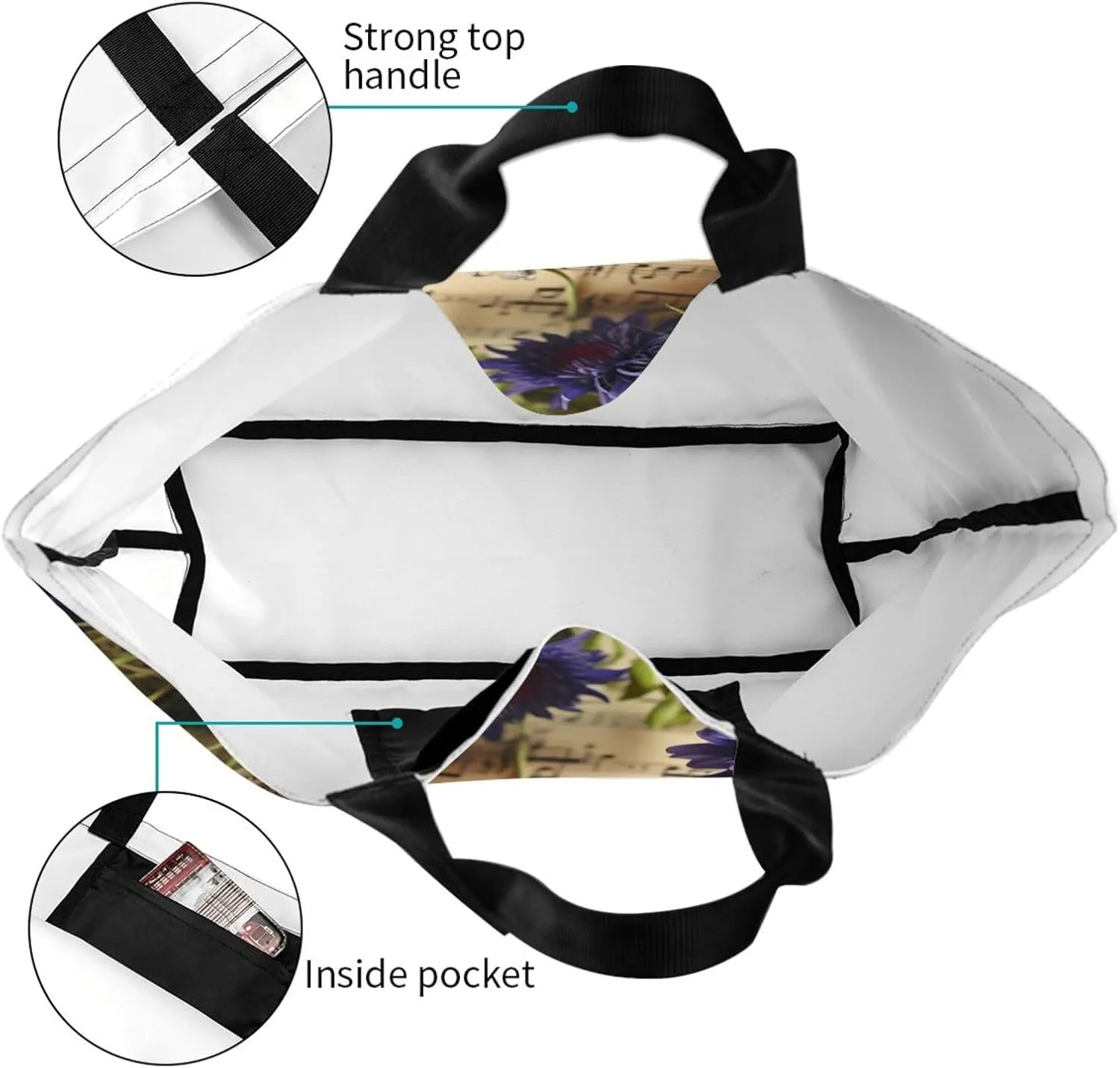 Tote Bag for Women Grocery Bag Reusable Shopping Bag Orange Flower Handbag Foldable Shoulder Bag