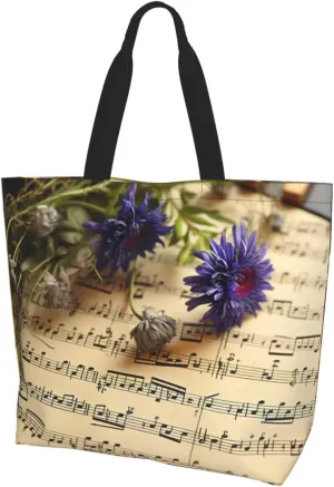 Tote Bag for Women Grocery Bag Reusable Shopping Bag Orange Flower Handbag Foldable Shoulder Bag