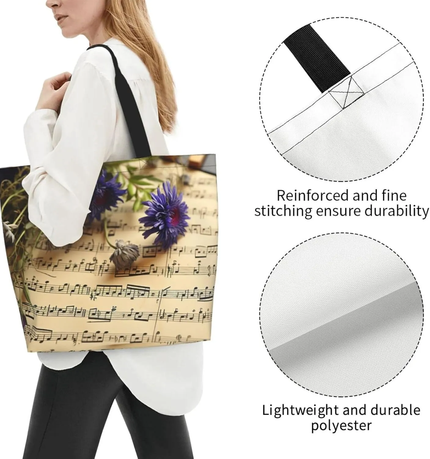 Tote Bag for Women Grocery Bag Reusable Shopping Bag Orange Flower Handbag Foldable Shoulder Bag