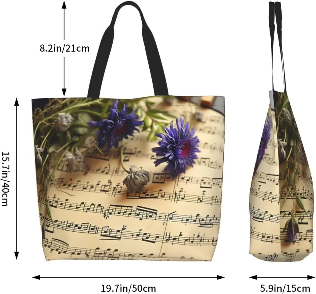 Tote Bag for Women Grocery Bag Reusable Shopping Bag Orange Flower Handbag Foldable Shoulder Bag