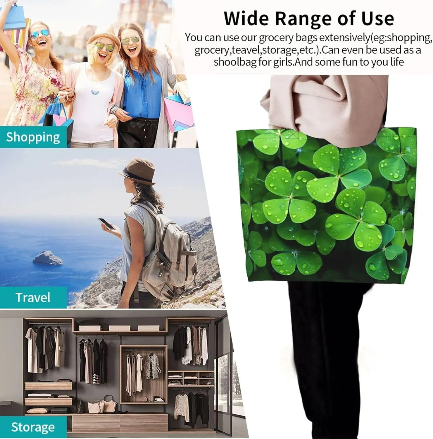 Tote Bag for Women Grocery Bag Reusable Shopping Bag Orange Flower Handbag Foldable Shoulder Bag