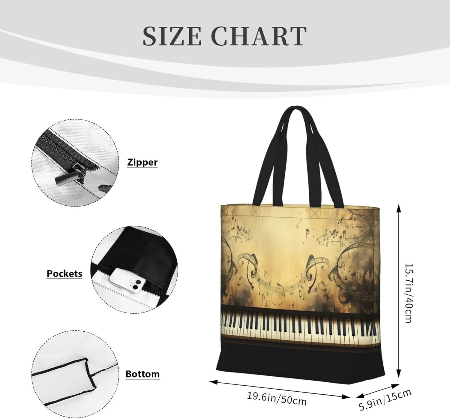 Tote Bag for Women Grocery Bag Reusable Shopping Bag Owl on a branch Handbag Foldable Shoulder Bag