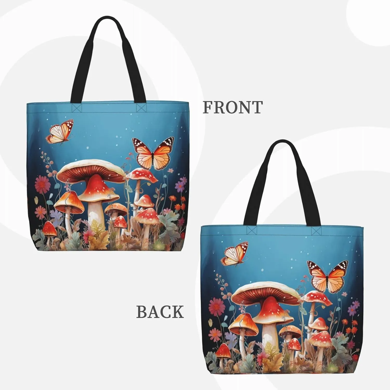 Tote Bag for Women Grocery Bag Reusable Shopping Bag Owl on a branch Handbag Foldable Shoulder Bag
