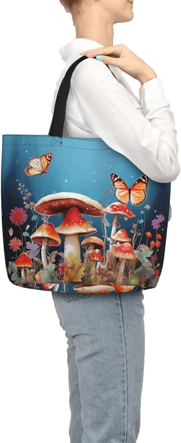 Tote Bag for Women Grocery Bag Reusable Shopping Bag Owl on a branch Handbag Foldable Shoulder Bag