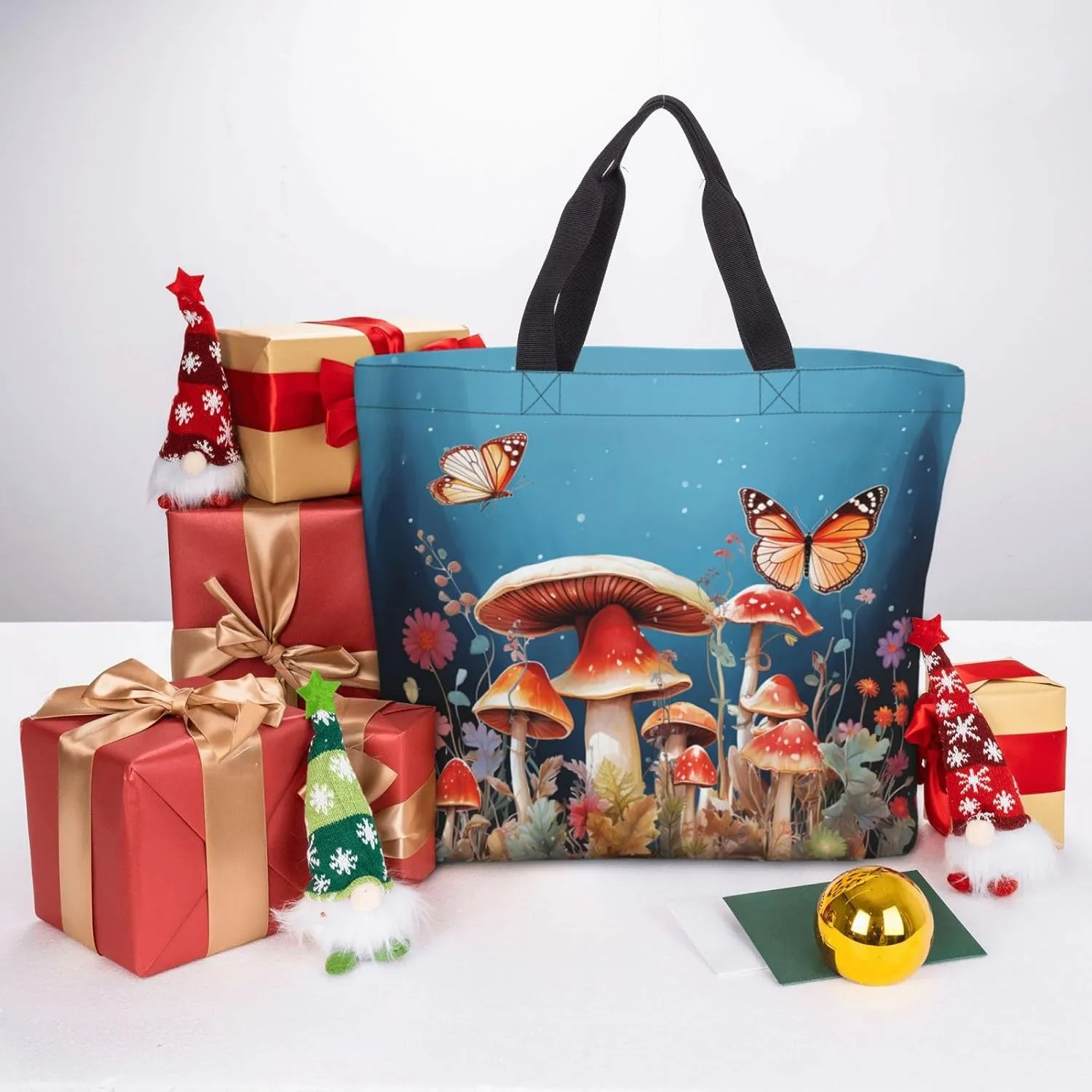 Tote Bag for Women Grocery Bag Reusable Shopping Bag Owl on a branch Handbag Foldable Shoulder Bag