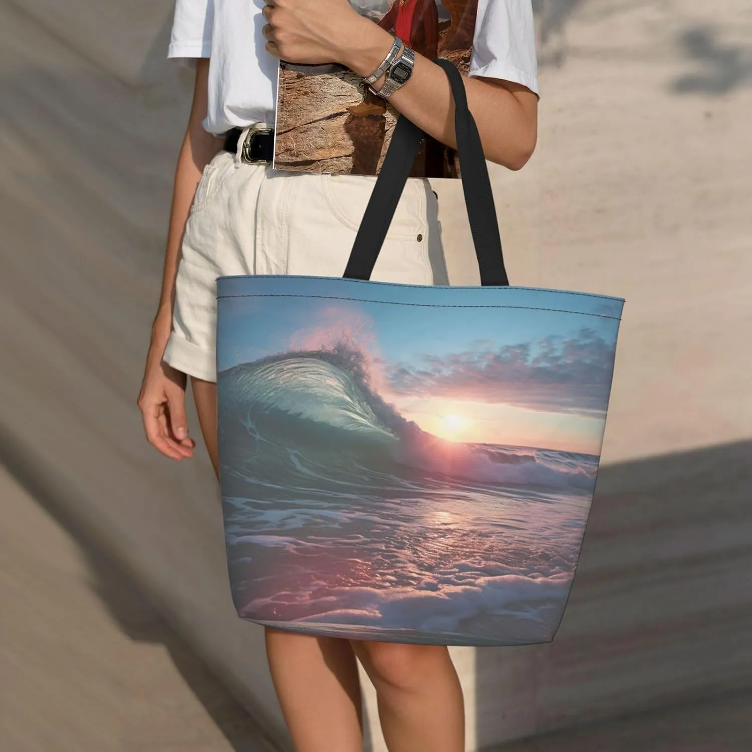 Tote Bag for Women Grocery Bag Reusable Shopping Bag Plaid Handbag Foldable Shoulder Bag