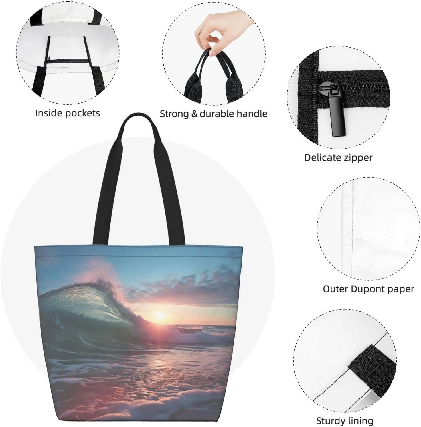 Tote Bag for Women Grocery Bag Reusable Shopping Bag Plaid Handbag Foldable Shoulder Bag