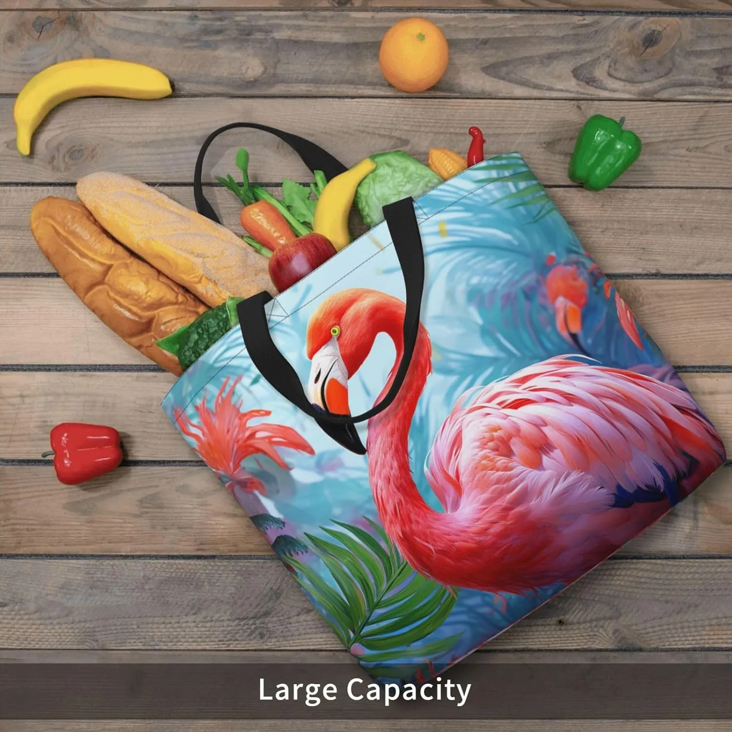 Tote Bag for Women Grocery Bag Reusable Shopping Bag Rainbow Flower Sea Handbag Foldable Shoulder Bag