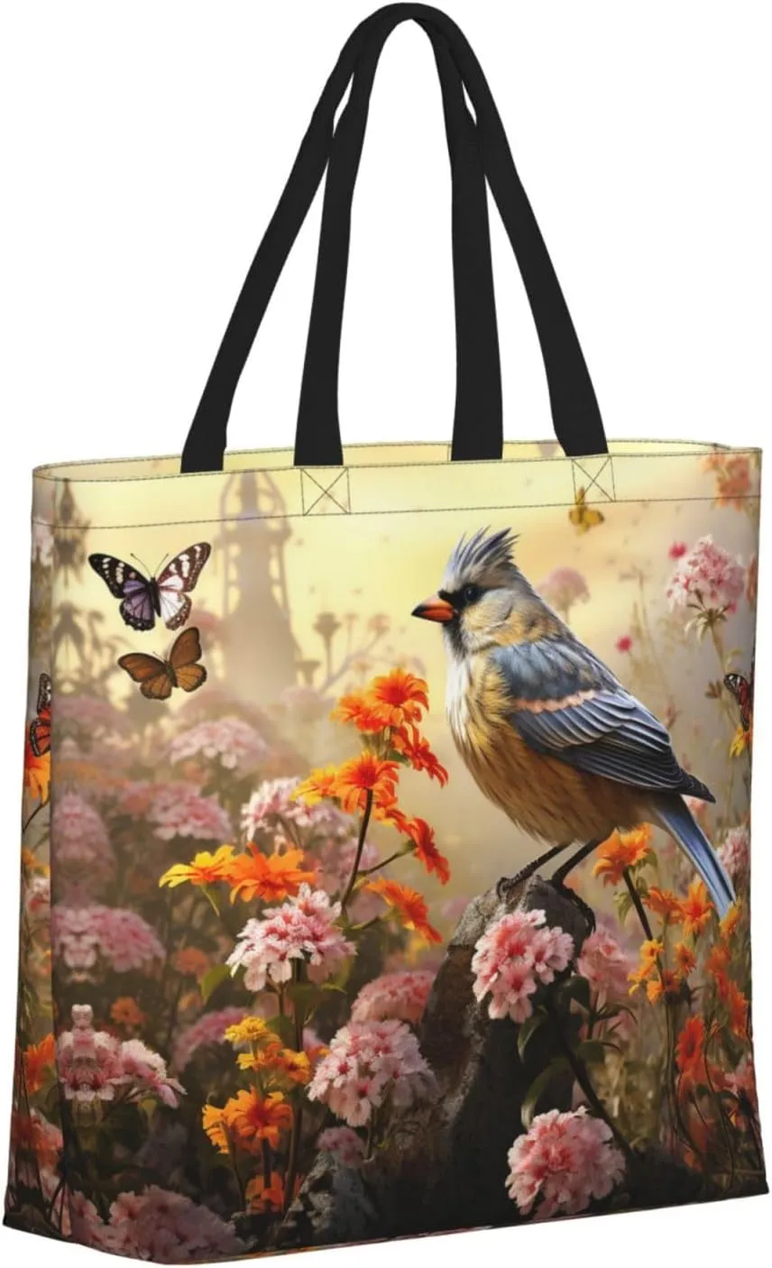 Tote Bag for Women Grocery Bag Reusable Shopping Bag Sugar Skull Rose Handbag Foldable Shoulder Bag