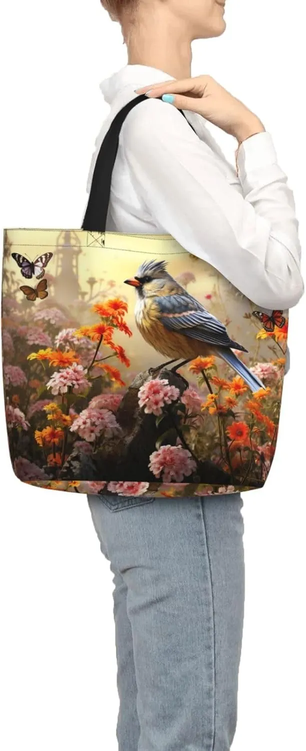 Tote Bag for Women Grocery Bag Reusable Shopping Bag Sugar Skull Rose Handbag Foldable Shoulder Bag