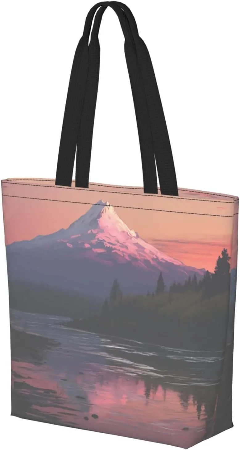Tote Bag for Women Grocery Bag Reusable Shopping Bag Tiger Colorful Sunset Handbag Foldable Shoulder Bag