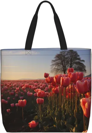 Tote Bag for Women Grocery Bag Reusable Shopping Bag Vintage Rose Blooms Handbag Foldable Shoulder Bag