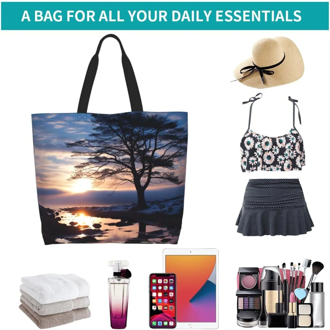 Tote Bag for Women Grocery Bag Reusable Shopping Bag Watermelon beautiful Handbag Foldable Shoulder Bag