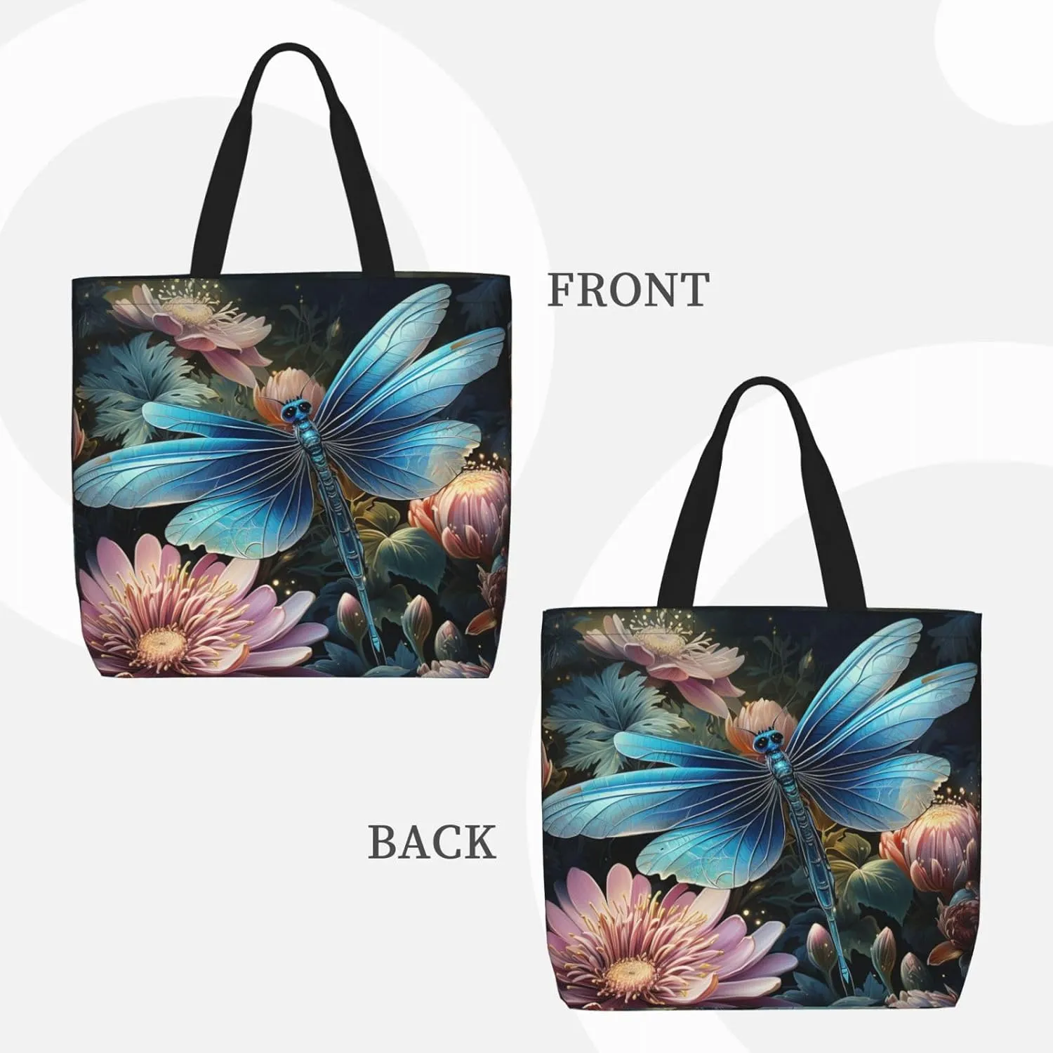 Tote Bag for Women Grocery Bag Reusable Shopping Bag Yellow and flowers Handbag Foldable Shoulder Bag