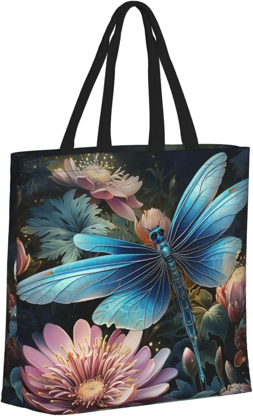 Tote Bag for Women Grocery Bag Reusable Shopping Bag Yellow and flowers Handbag Foldable Shoulder Bag