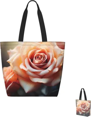 Tote Bag for Women Grocery Bag Reusable Shopping Bag Yellow and flowers Handbag Foldable Shoulder Bag