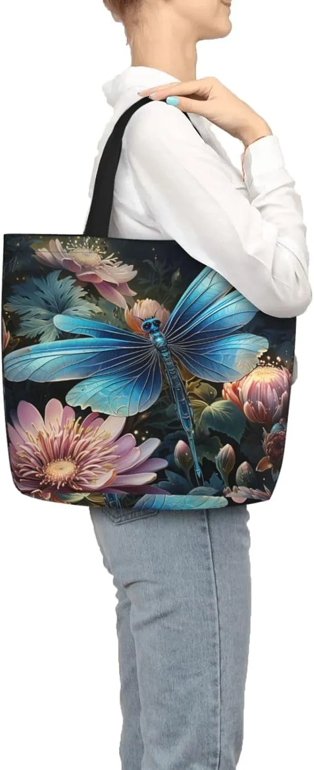 Tote Bag for Women Grocery Bag Reusable Shopping Bag Yellow and flowers Handbag Foldable Shoulder Bag