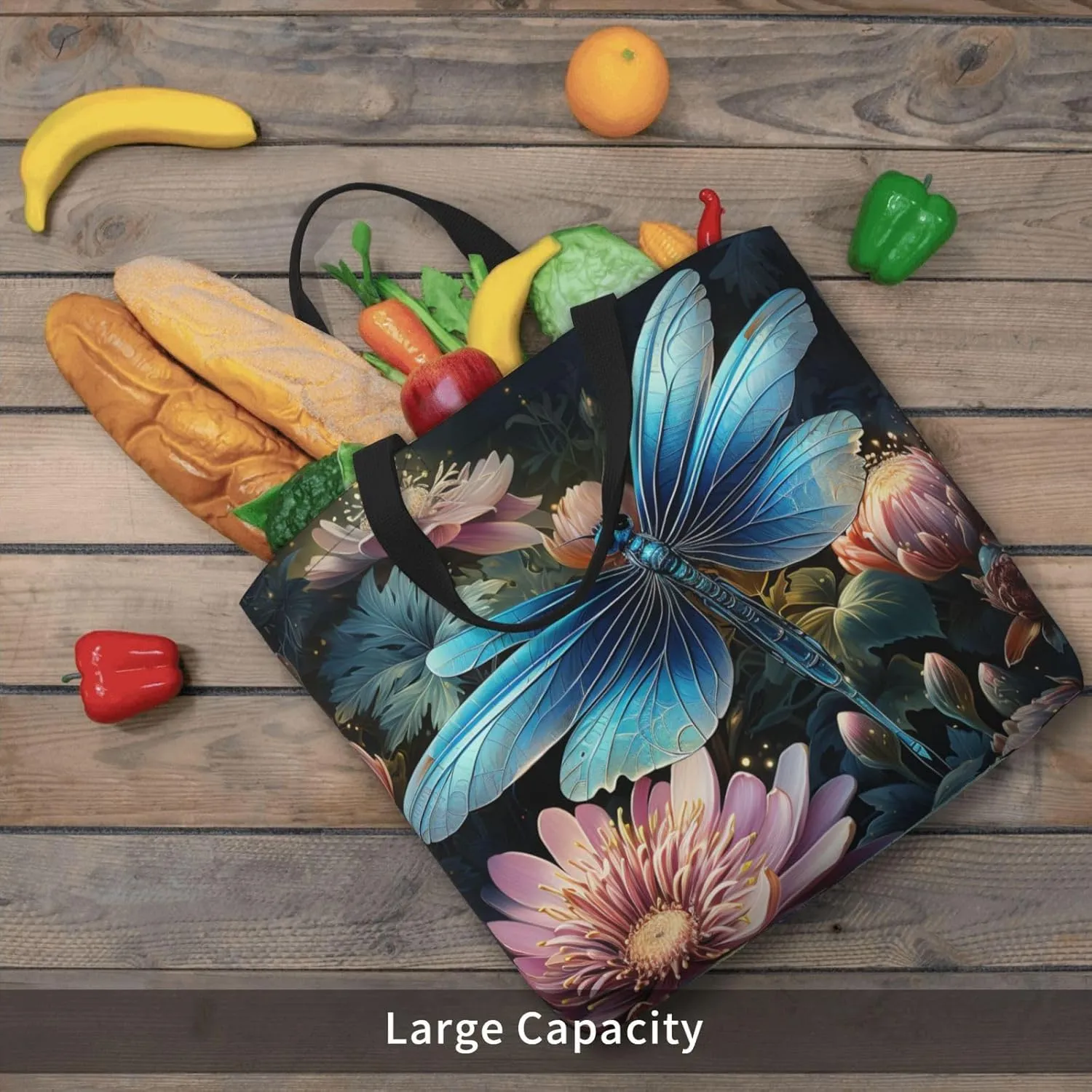 Tote Bag for Women Grocery Bag Reusable Shopping Bag Yellow and flowers Handbag Foldable Shoulder Bag
