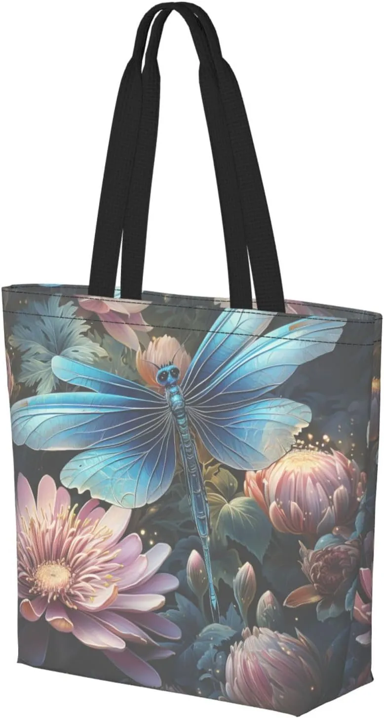 Tote Bag for Women Grocery Bag Reusable Shopping Bag Yellow and flowers Handbag Foldable Shoulder Bag