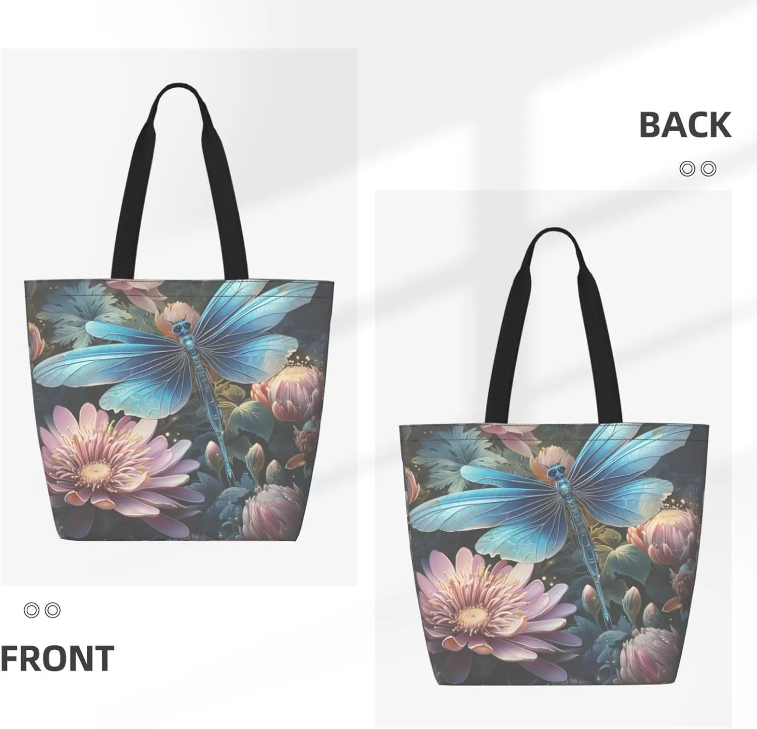 Tote Bag for Women Grocery Bag Reusable Shopping Bag Yellow and flowers Handbag Foldable Shoulder Bag