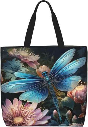 Tote Bag for Women Grocery Bag Reusable Shopping Bag Yellow and flowers Handbag Foldable Shoulder Bag
