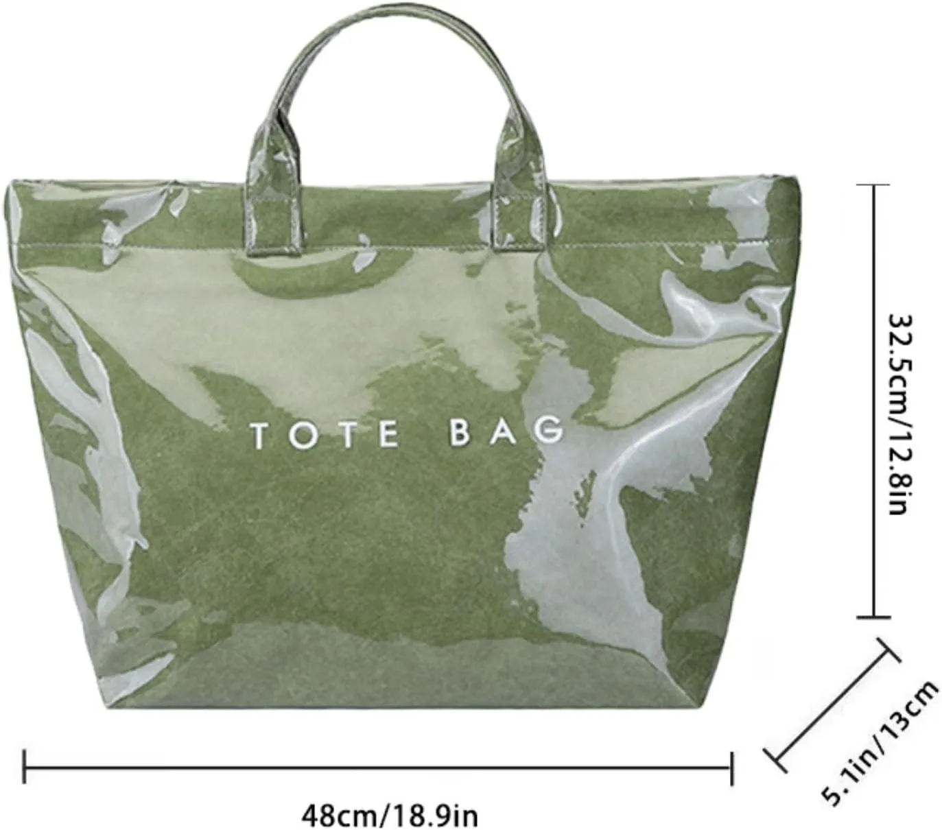 Tote Bag for Women Large Letters Print Handbags Kraft Paper Tote Bag Hobo Bags Clear Plastic PVCTote Bag for Work