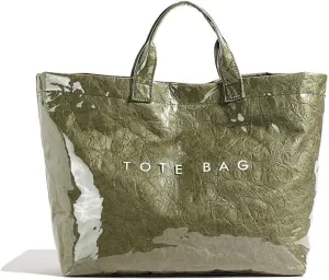 Tote Bag for Women Large Letters Print Handbags Kraft Paper Tote Bag Hobo Bags Clear Plastic PVCTote Bag for Work